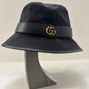 Black Bucket Hat with Gold Accent
